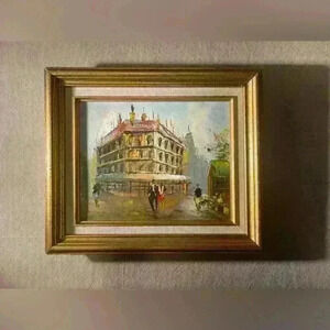 🎨 Cityscape Street Scene Impressionist  Oil on Canvas Framed Painting
